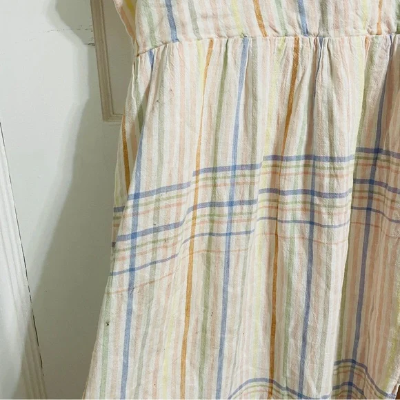 NWT Madewell Linen-Blend Clara Midi Dress in Plaid Pastel - Picture 12 of 12